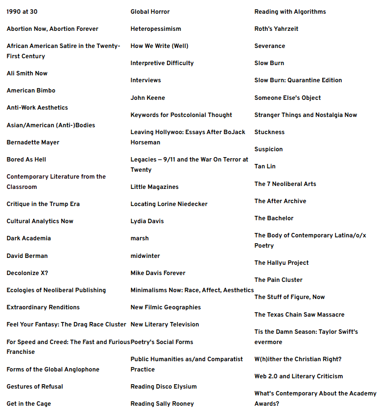 Post45 Contemporaries Cluster Titles